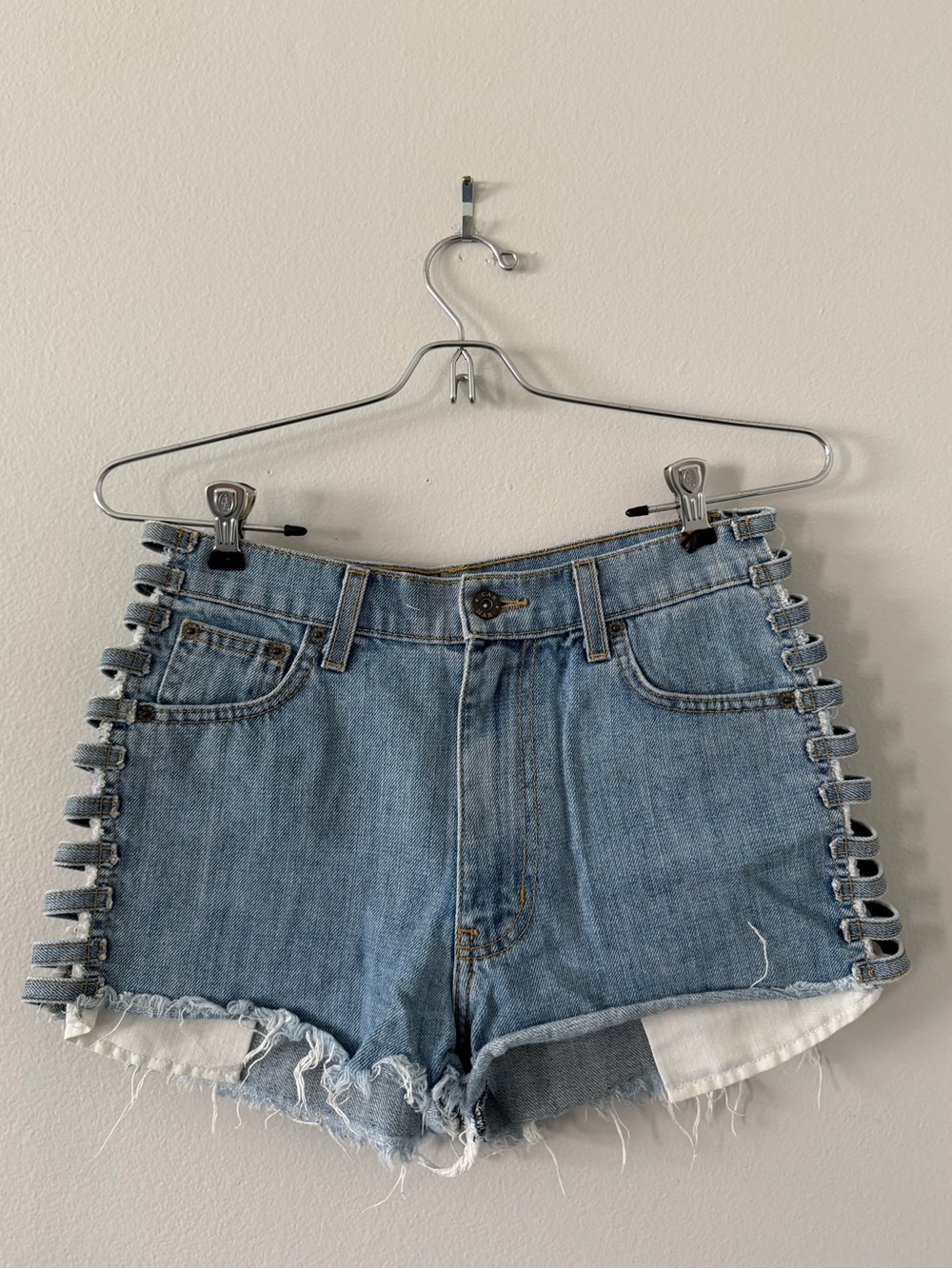 Carmar Light Blue Denim Shorts with Side Ladder Cutouts